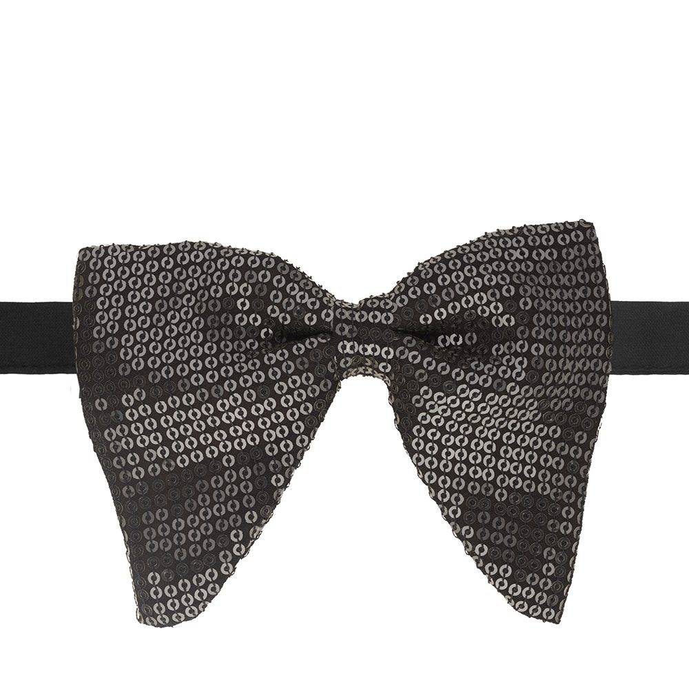 Black Geometric Sequins Pre-Tied Bow Tie for Men