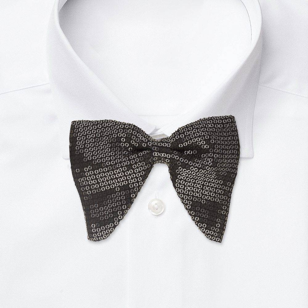 Black Geometric Sequins Pre-Tied Bow Tie for Men