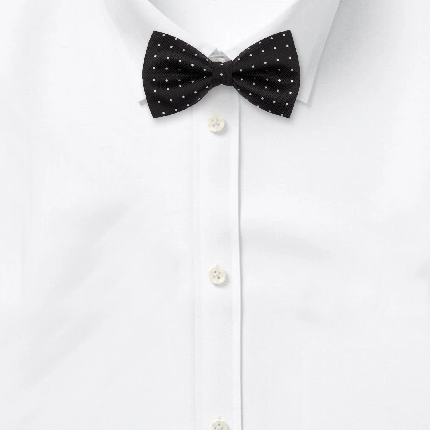 Black Polka Dot Pre-Tied Bow Tie for Men