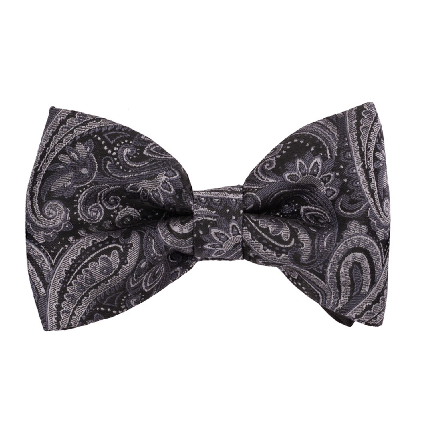 Grey Paisley Pre-Tied Bow Tie for Men
