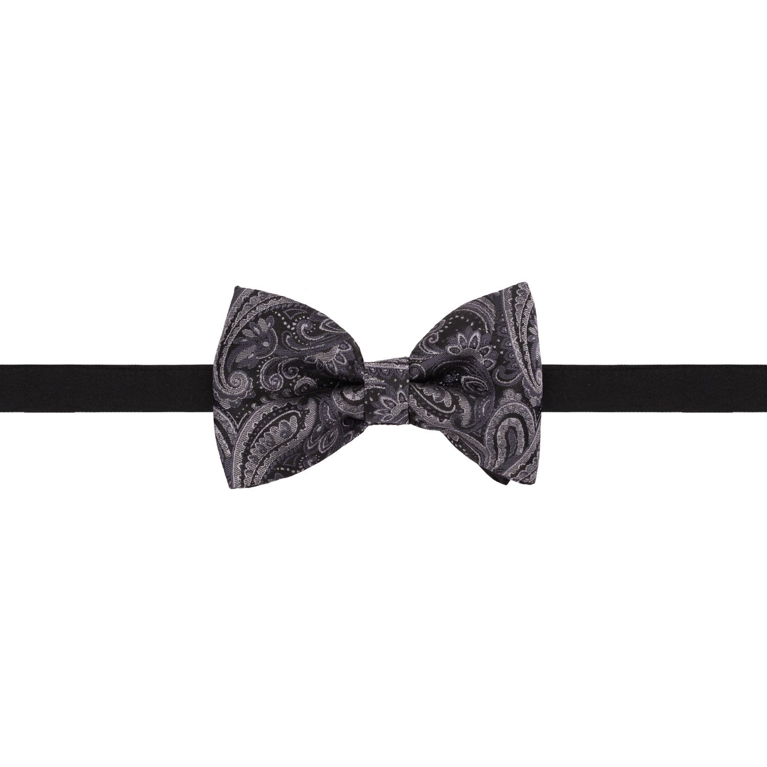 Grey Paisley Pre-Tied Bow Tie for Men