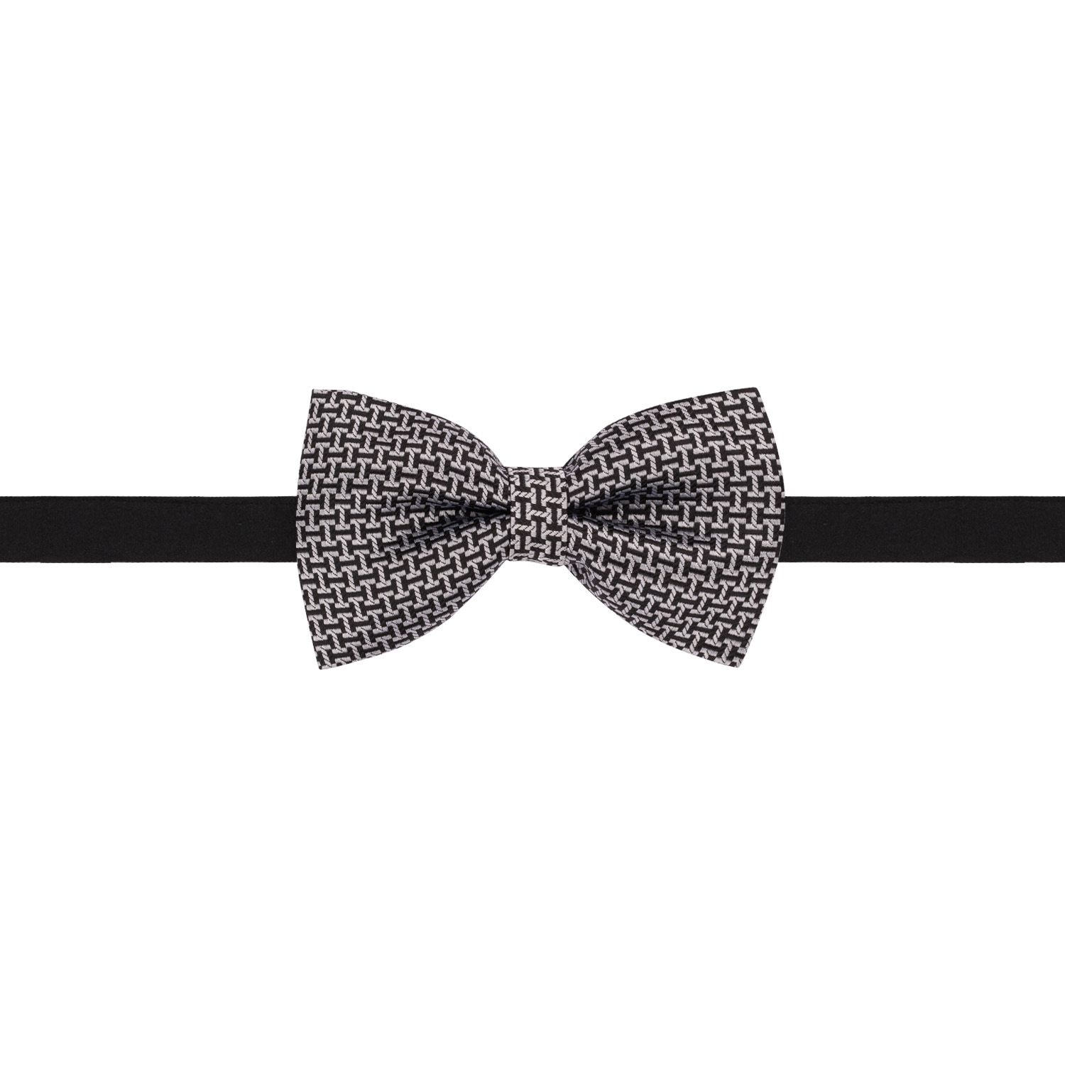 Grey Geometric Pre-Tied Bow Tie for Men