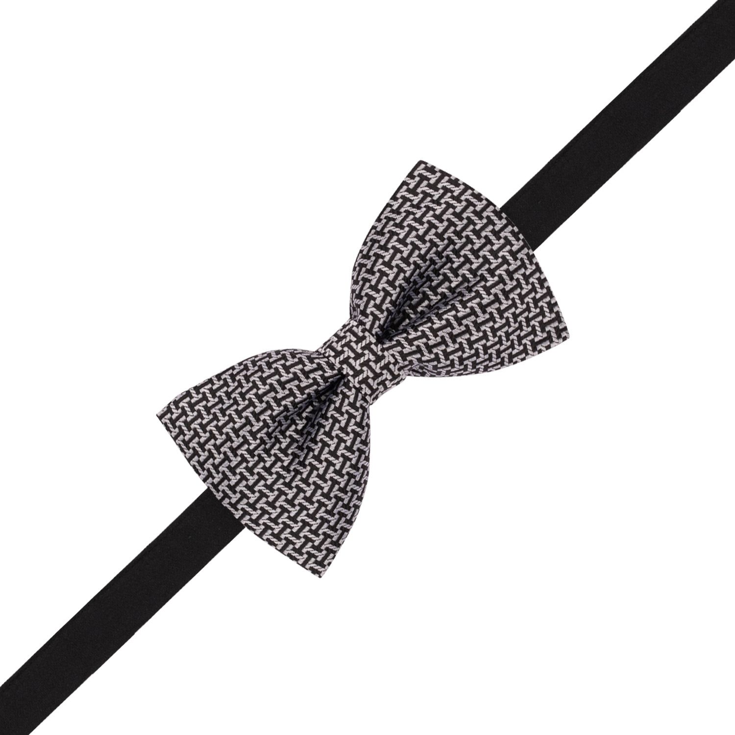 Grey Geometric Pre-Tied Bow Tie for Men
