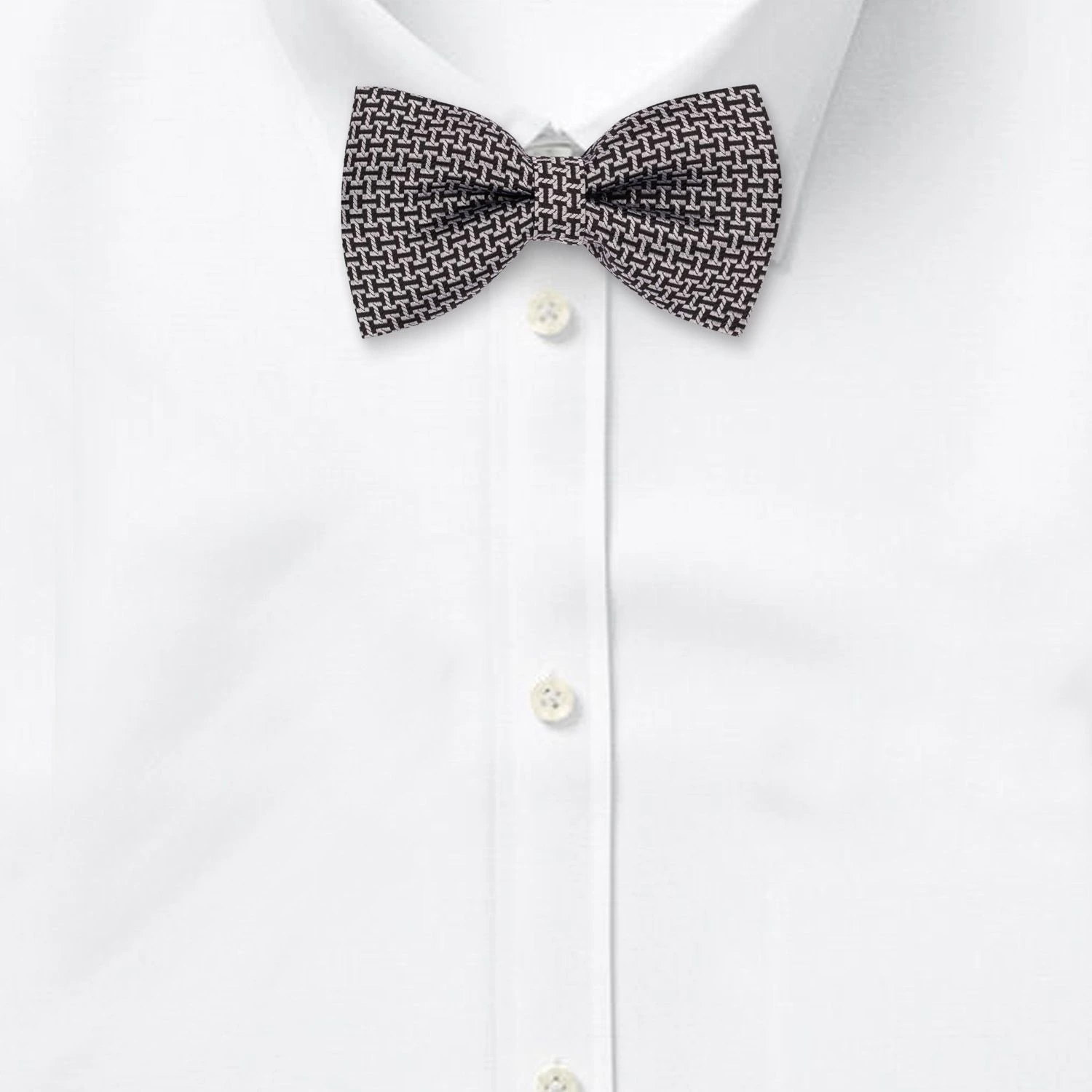 Grey Geometric Pre-Tied Bow Tie for Men