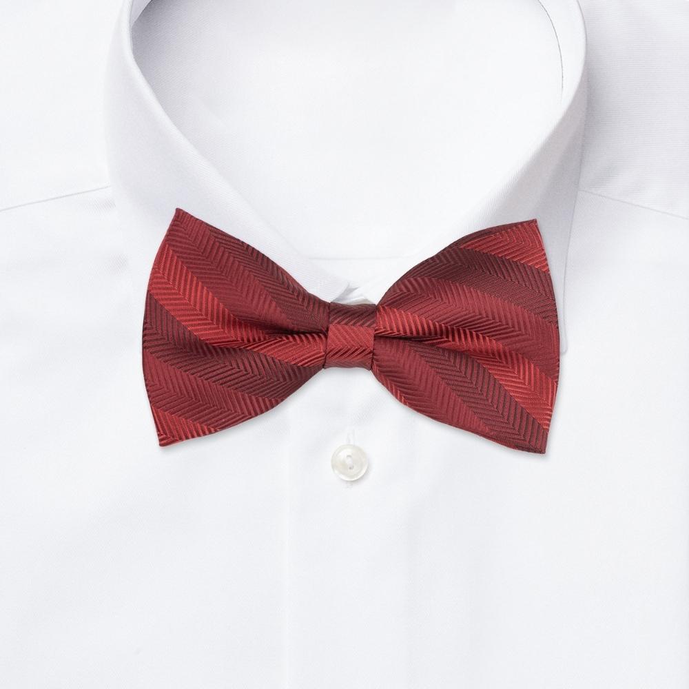 Red Striped Pre-Tied Bow Tie for Men