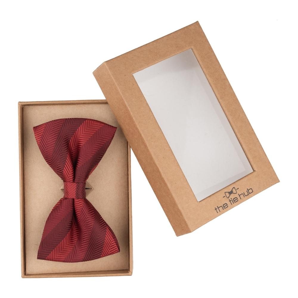 Red Striped Pre-Tied Bow Tie for Men