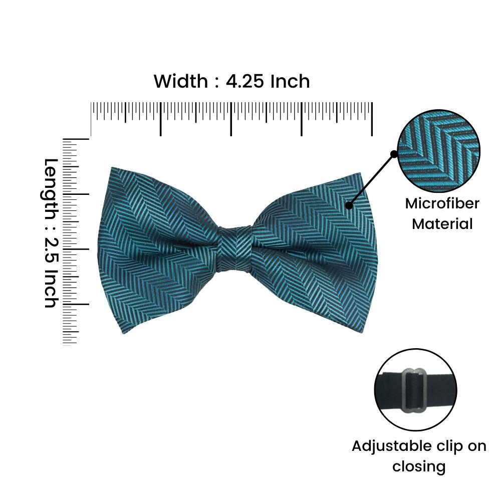 Teal Blue Striped Pre-Tied Bow Tie for Men