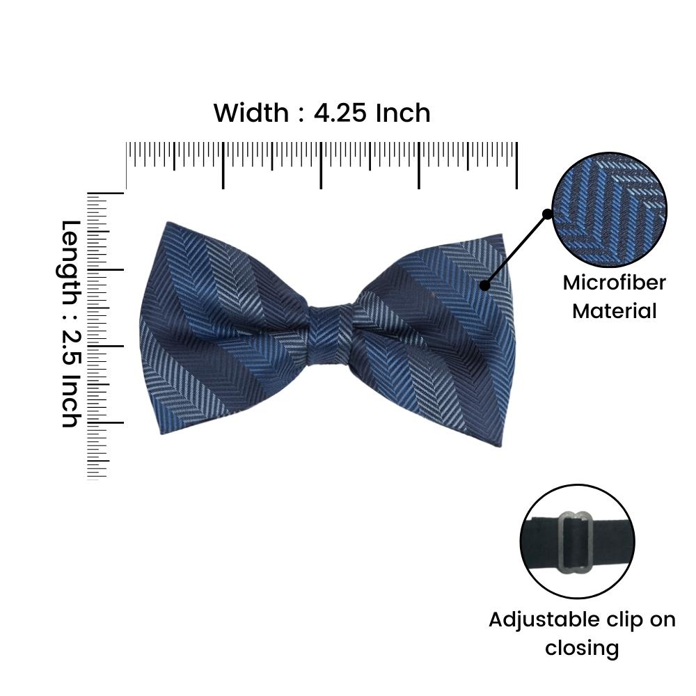 Blue Striped Pre-Tied Bow Tie for Men