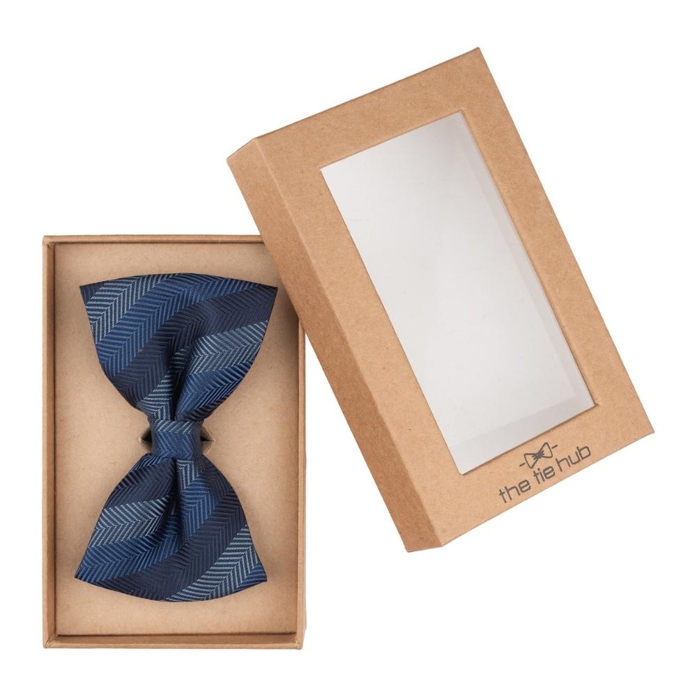 Blue Striped Pre-Tied Bow Tie for Men