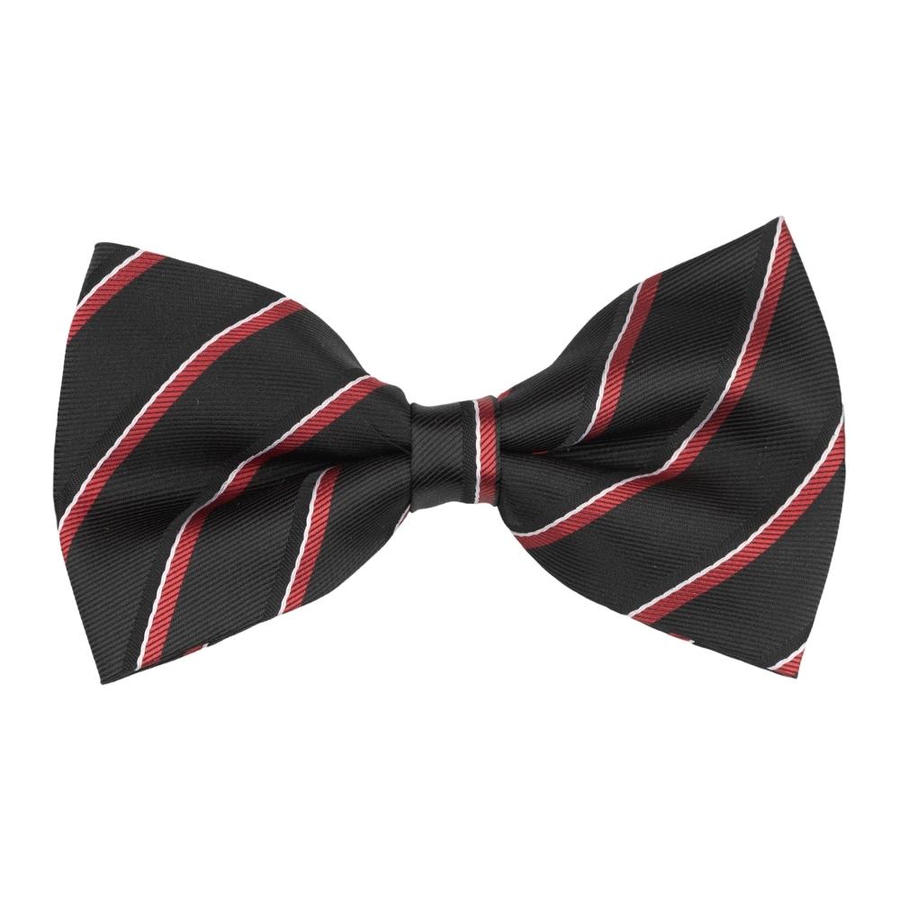 Black Striped Pre-Tied Bow Tie for Men