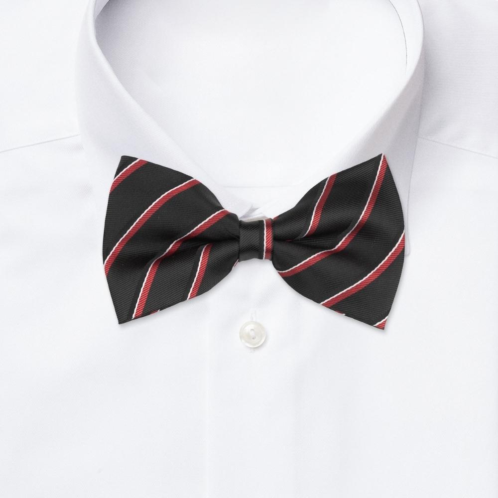 Black Striped Pre-Tied Bow Tie for Men