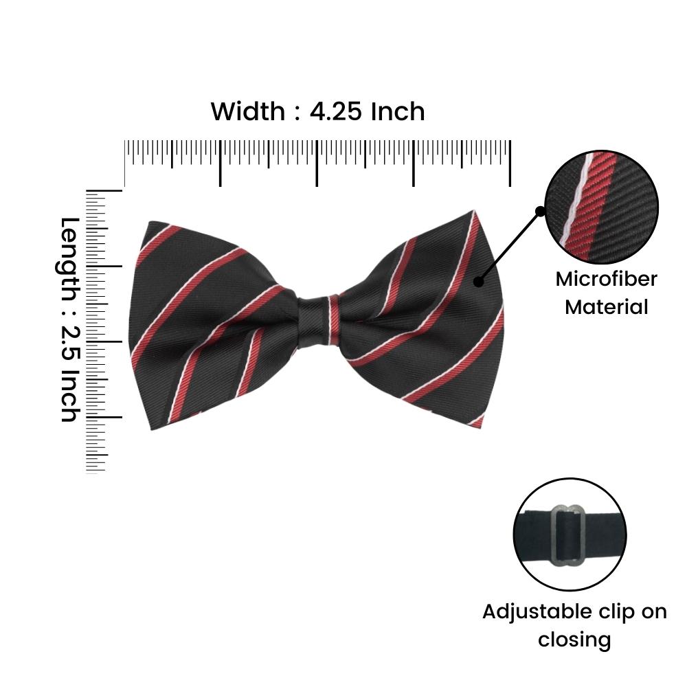 Black Striped Pre-Tied Bow Tie for Men