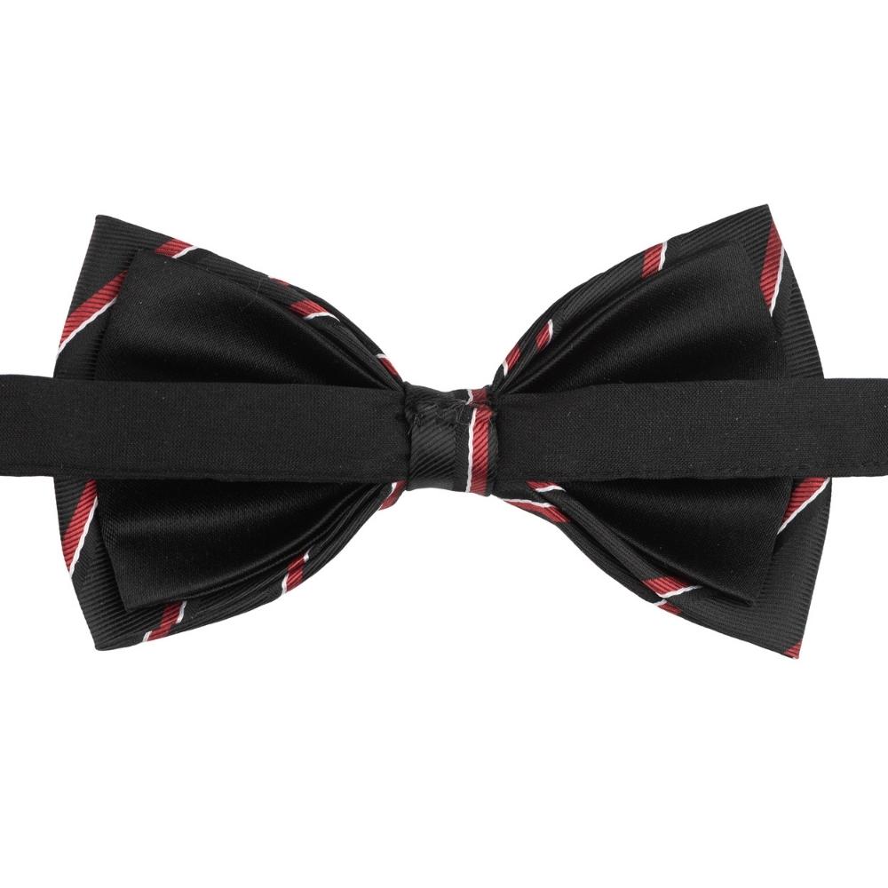 Black Striped Pre-Tied Bow Tie for Men