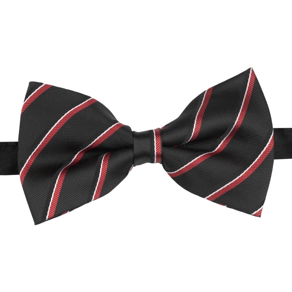 Black Striped Pre-Tied Bow Tie for Men