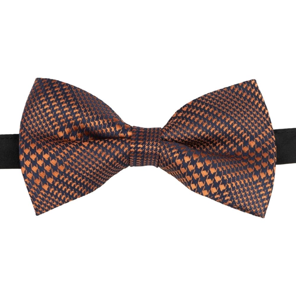Orange Checkered Pre-Tied Bow Tie for Men