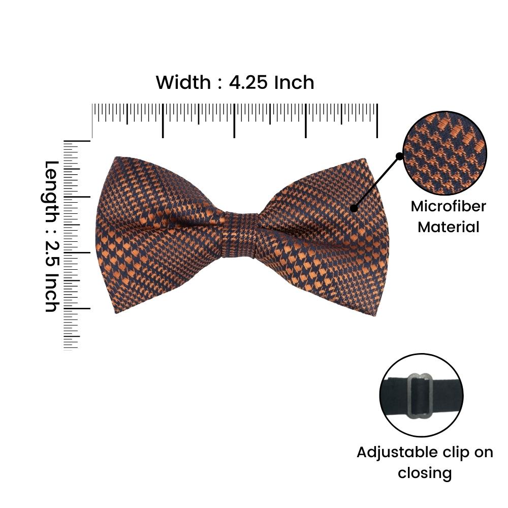Orange Checkered Pre-Tied Bow Tie for Men