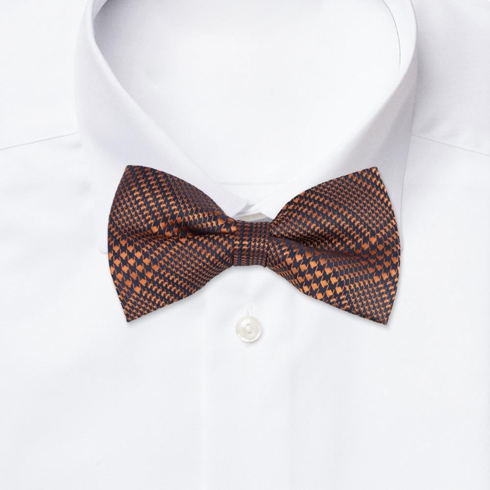 Orange Checkered Pre-Tied Bow Tie for Men
