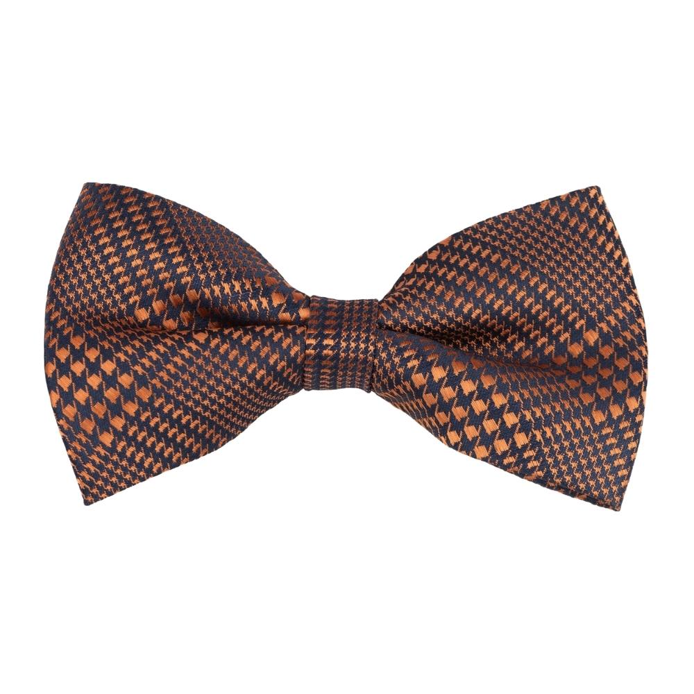 Orange Checkered Pre-Tied Bow Tie for Men