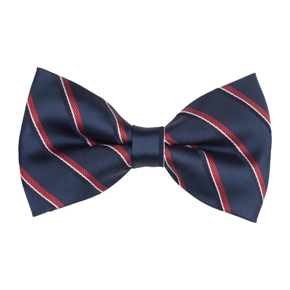 Navy Blue Striped Pre-Tied Bow Tie for Men