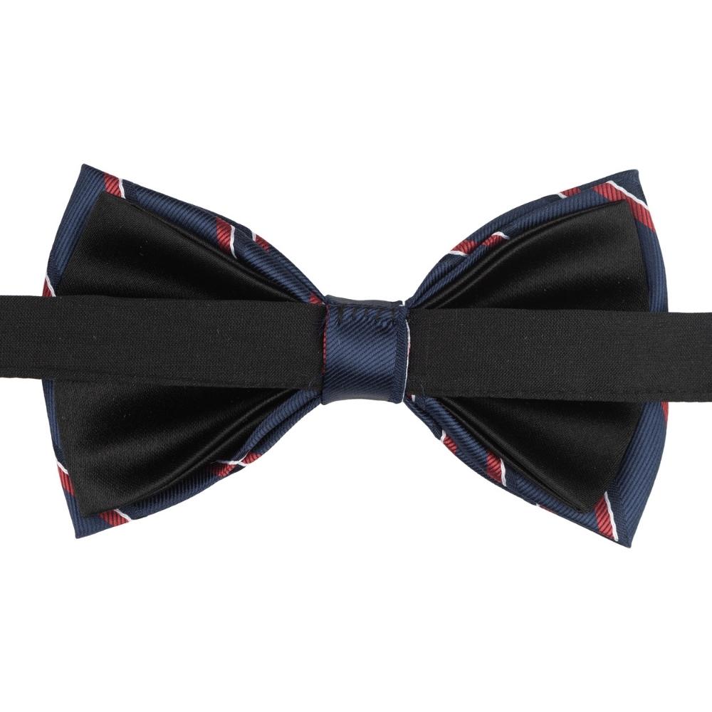 Navy Blue Striped Pre-Tied Bow Tie for Men