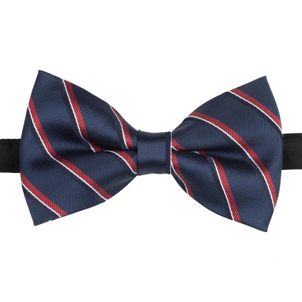 Navy Blue Striped Pre-Tied Bow Tie for Men
