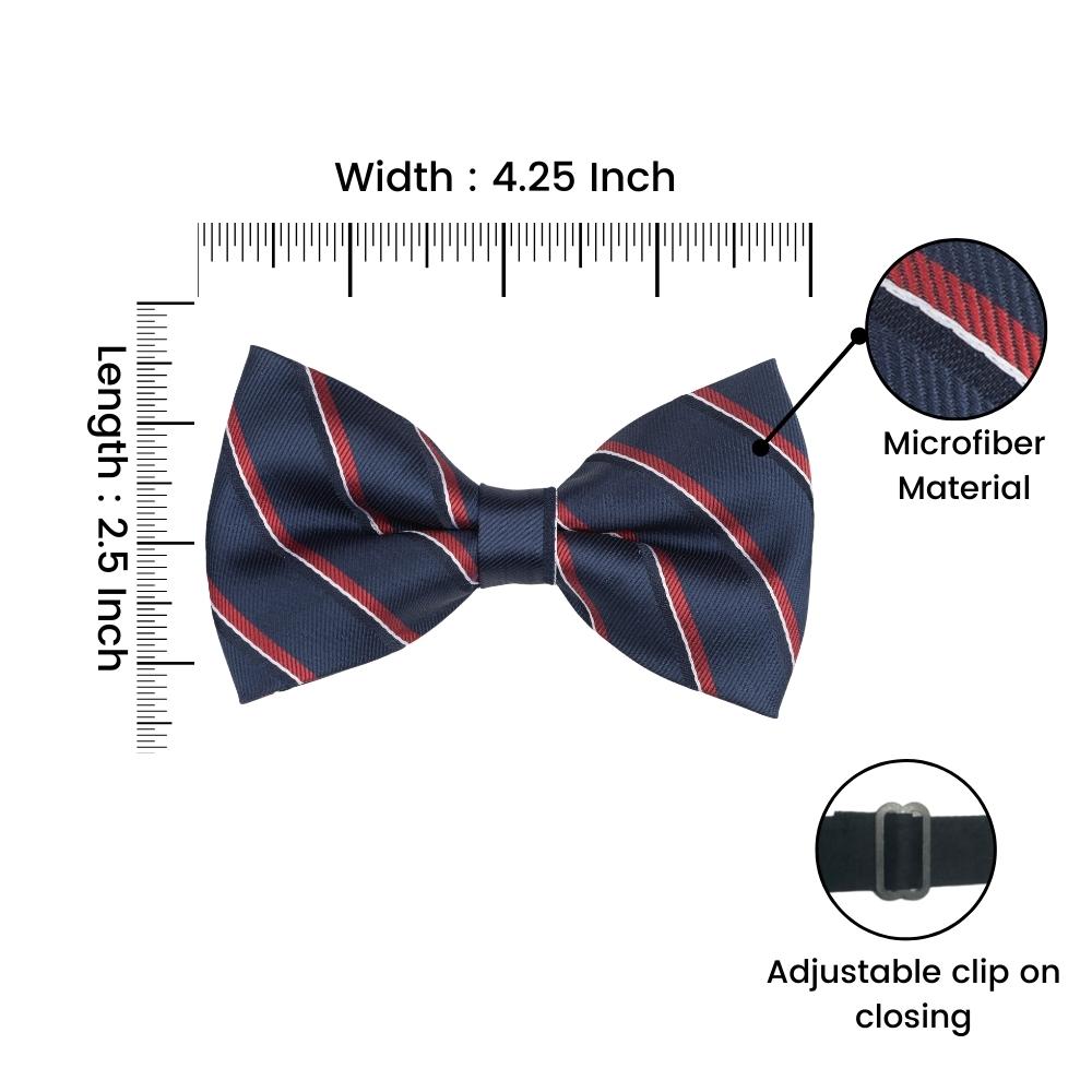 Navy Blue Striped Pre-Tied Bow Tie for Men