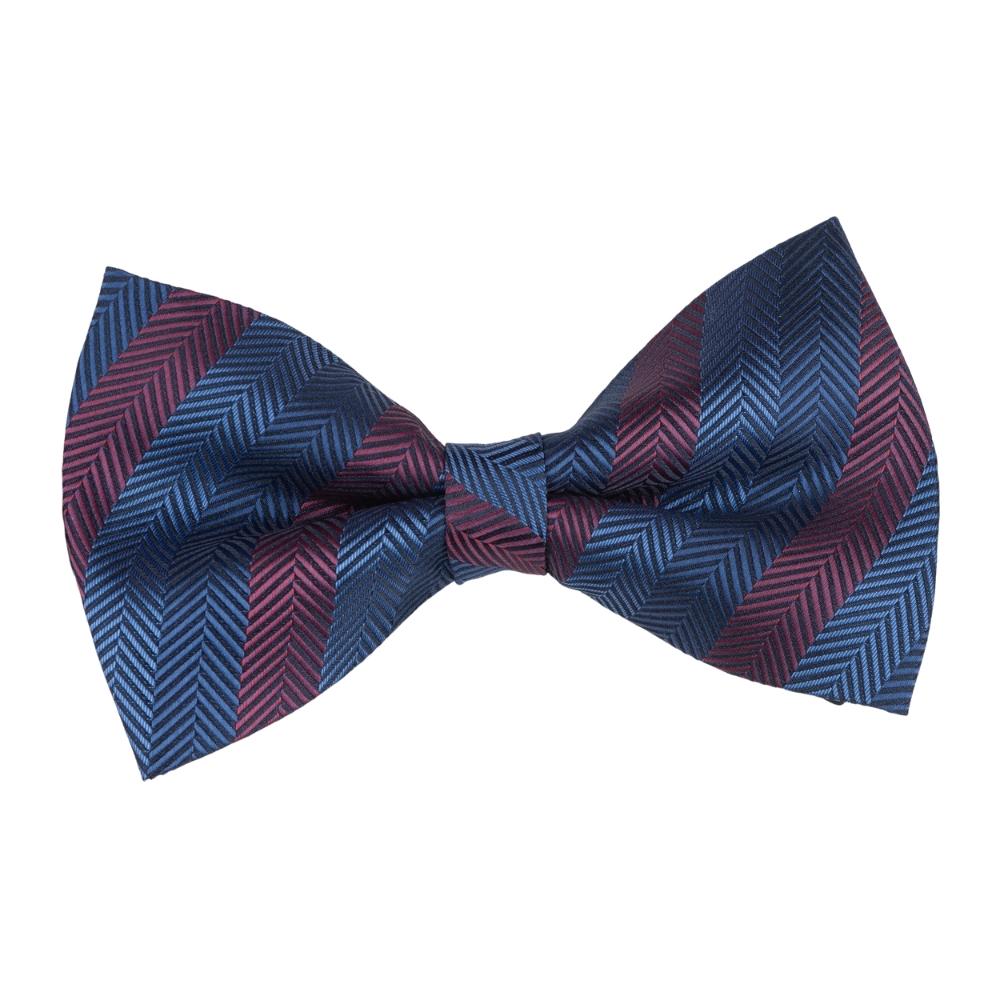 Blue Striped Pre-Tied Bow Tie for Men