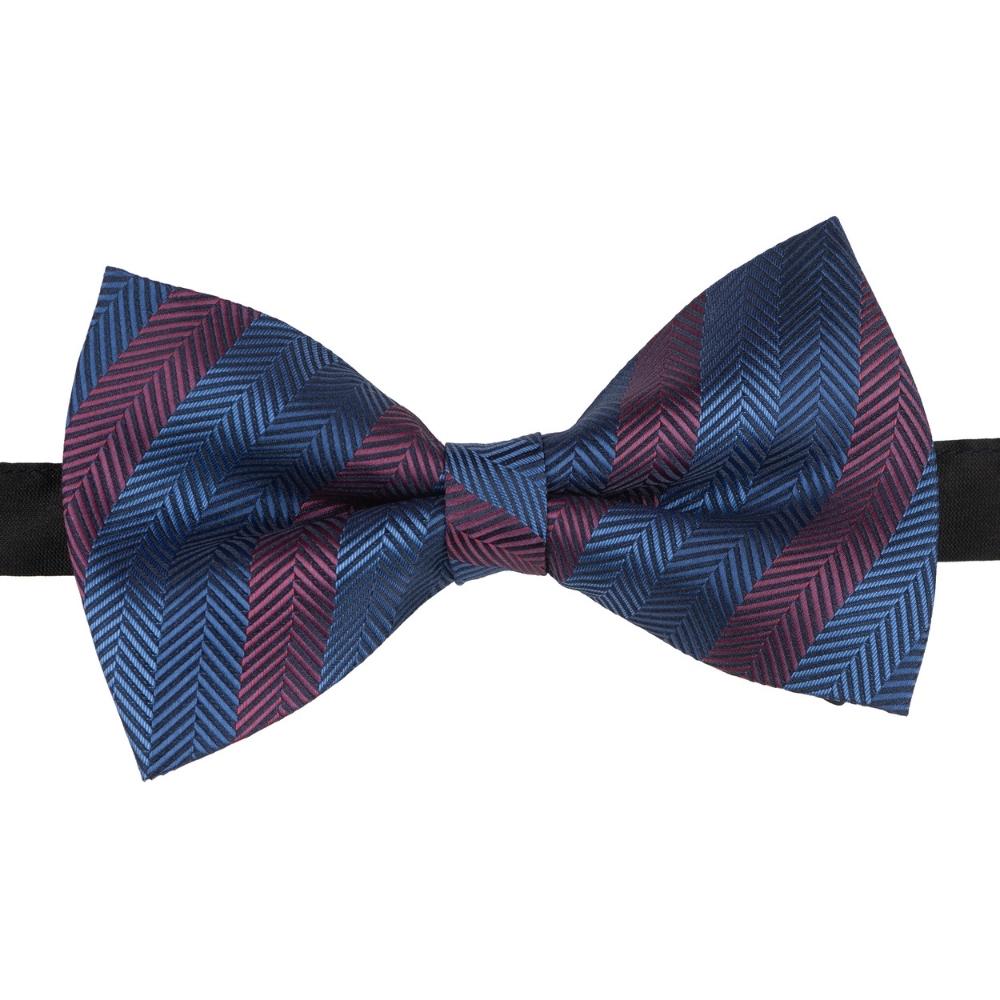Blue Striped Pre-Tied Bow Tie for Men