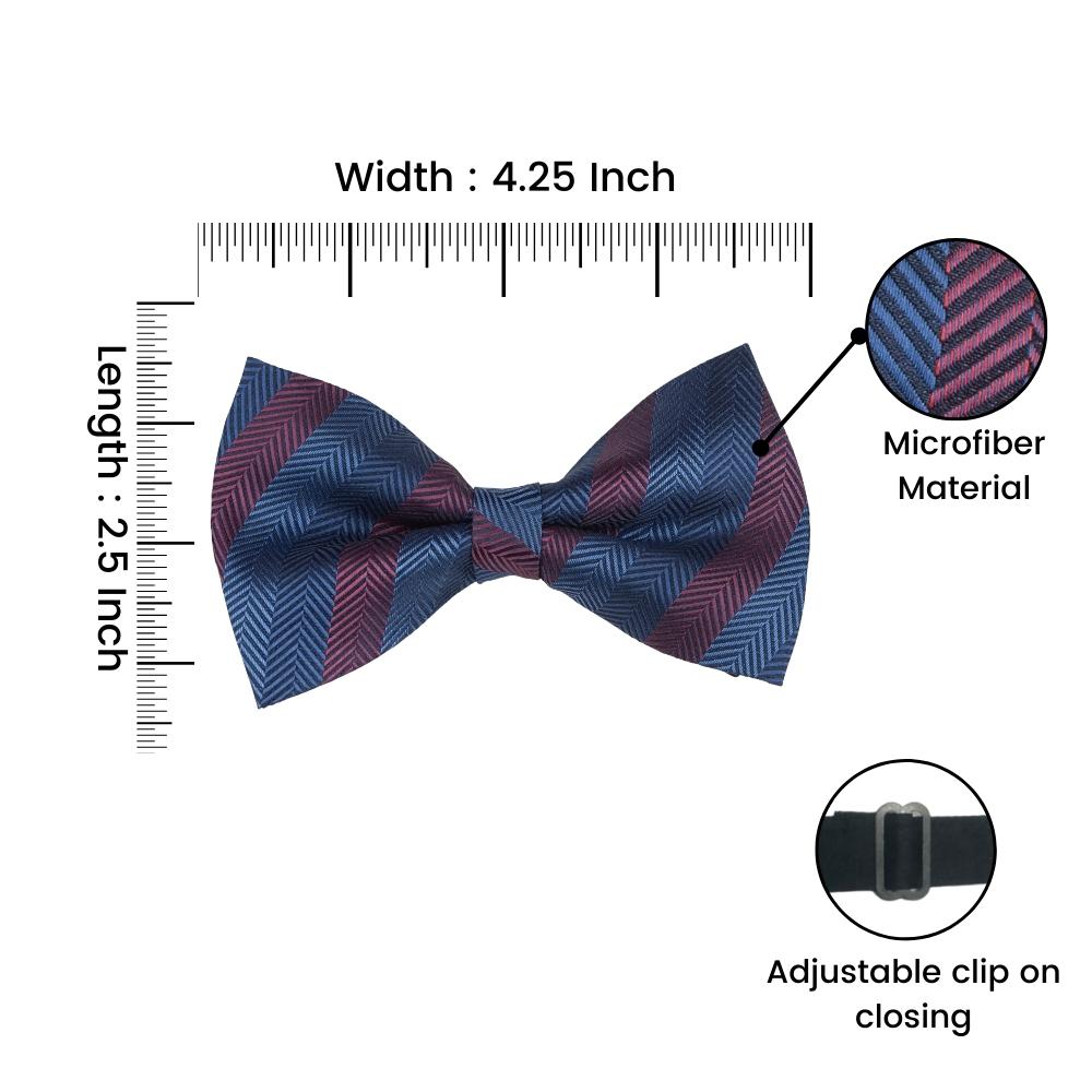 Blue Striped Pre-Tied Bow Tie for Men