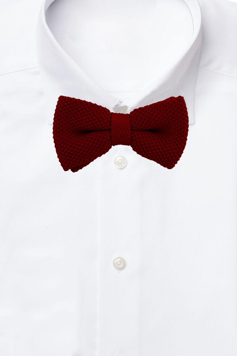 Burgundy Knitted Pre-Tied Bow Tie for Men