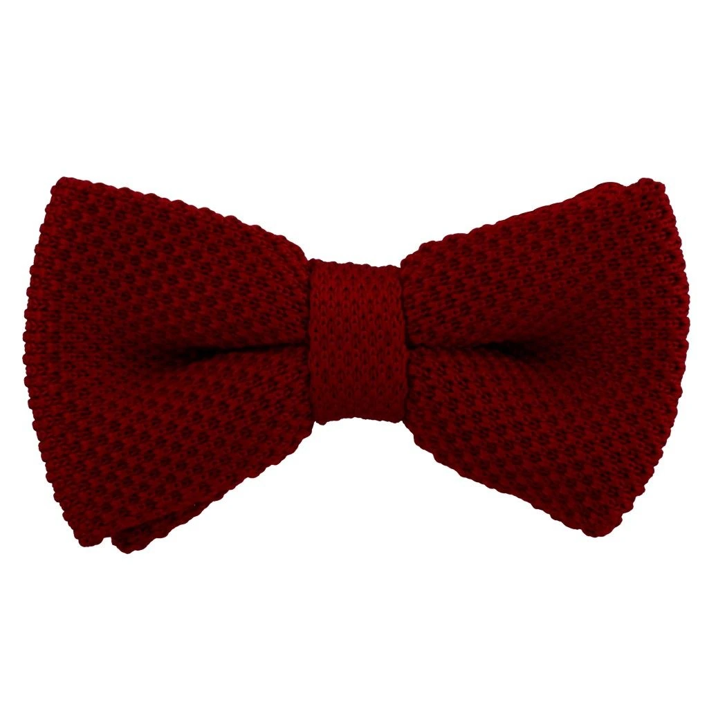 Burgundy Knitted Pre-Tied Bow Tie for Men