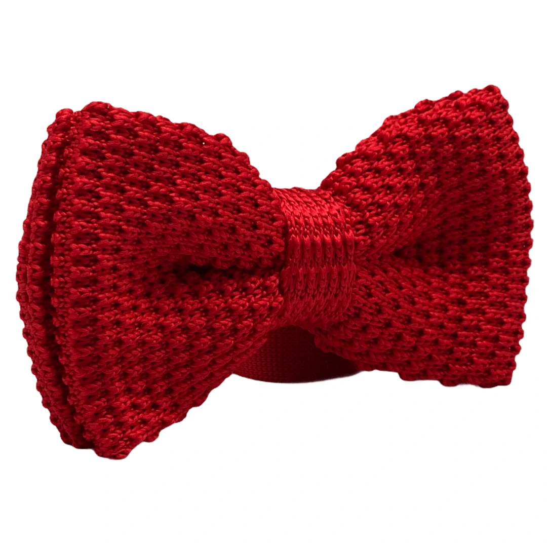 Red Knitted Pre-Tied Bow Tie for Men
