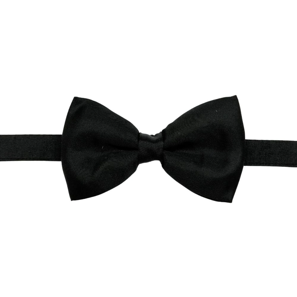 Black Silk Pre-Tied Bow Tie for Men