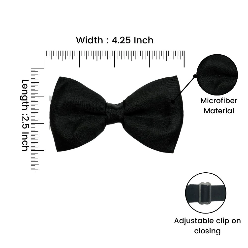 Black Silk Pre-Tied Bow Tie for Men