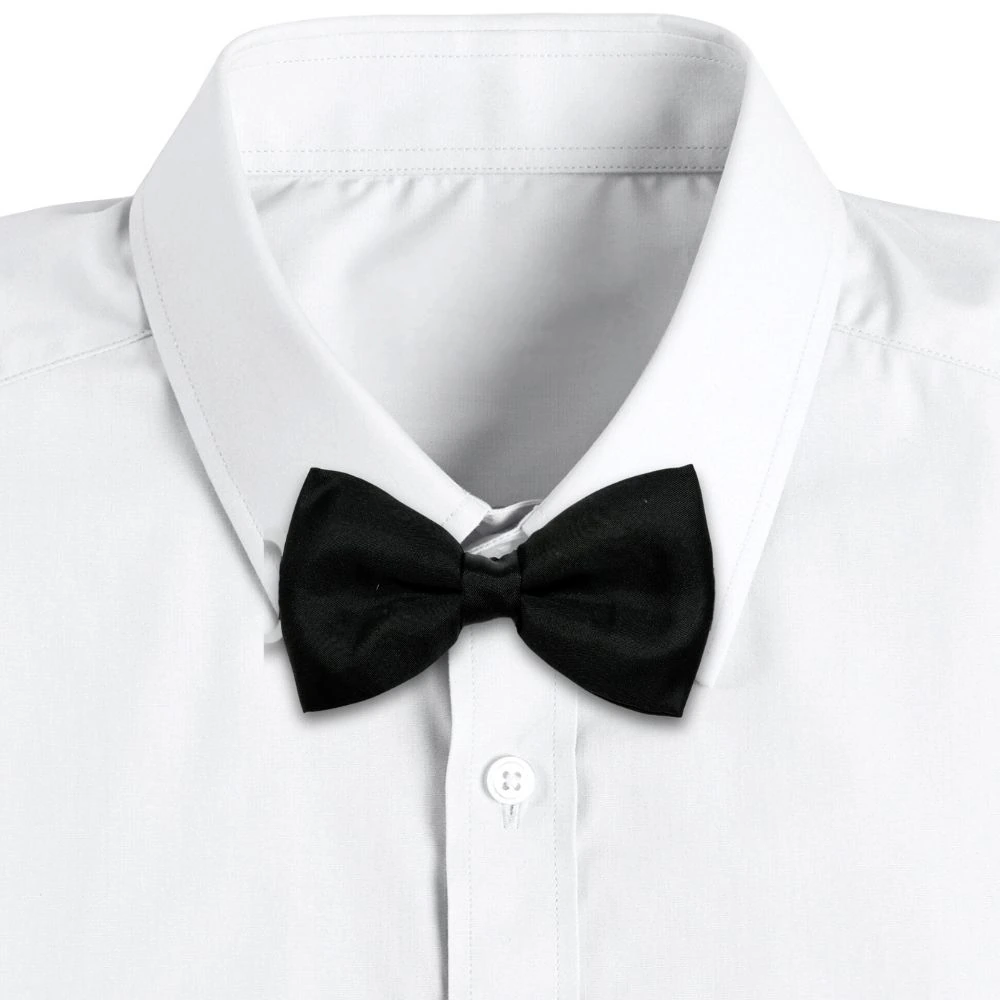 Black Silk Pre-Tied Bow Tie for Men