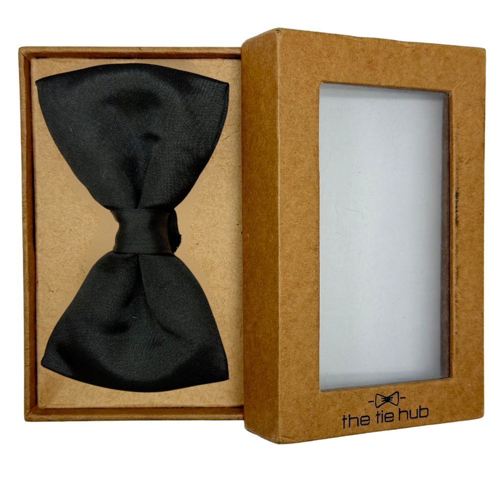 Black Silk Pre-Tied Bow Tie for Men