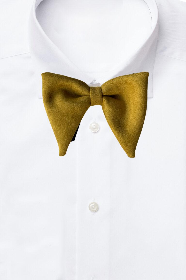 Yellow Suede Pre-Tied Bow Tie for Men
