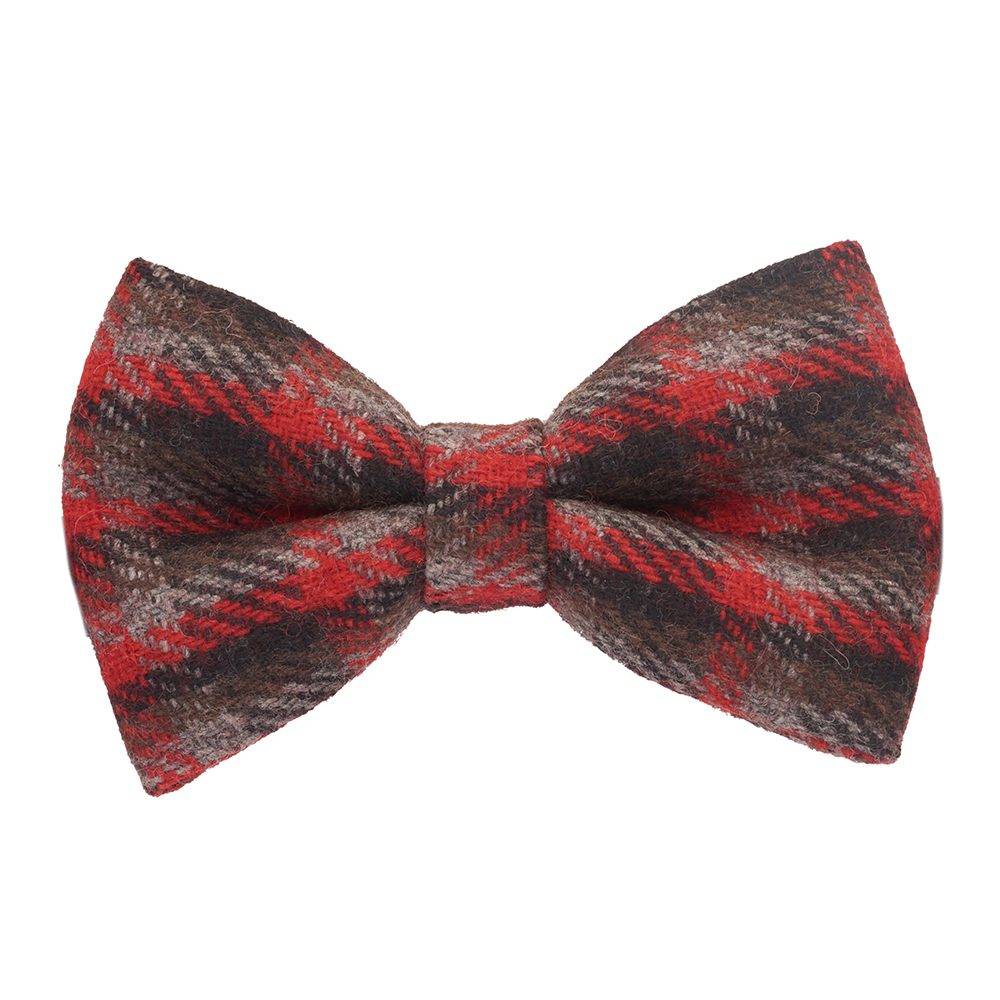 Red Checkered Wool Pre-Tied Bow Tie for Men