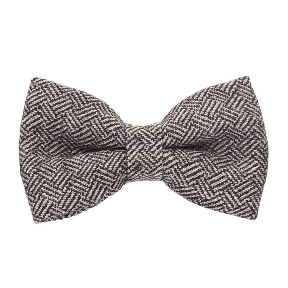 Black Geometric Wool Pre-Tied Bow Tie for Men