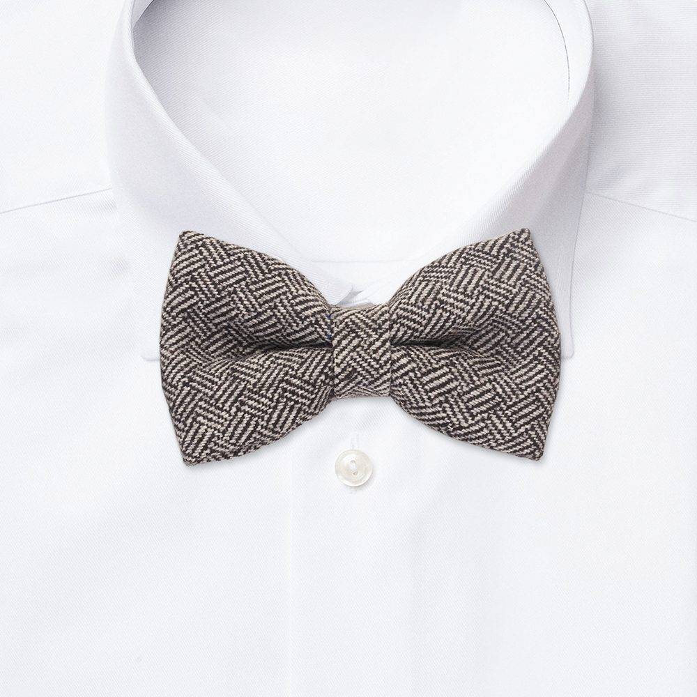 Black Geometric Wool Pre-Tied Bow Tie for Men