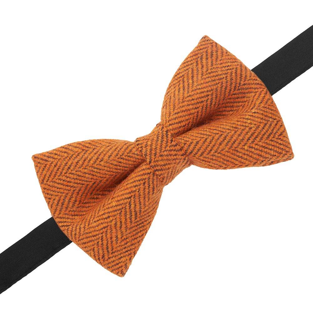 Orange Geometric Wool Pre-Tied Bow Tie for Men