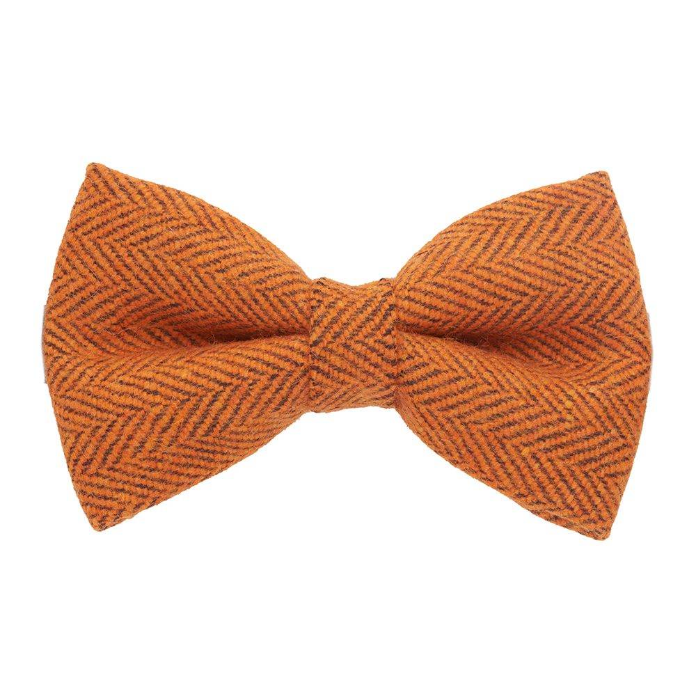 Orange Geometric Wool Pre-Tied Bow Tie for Men