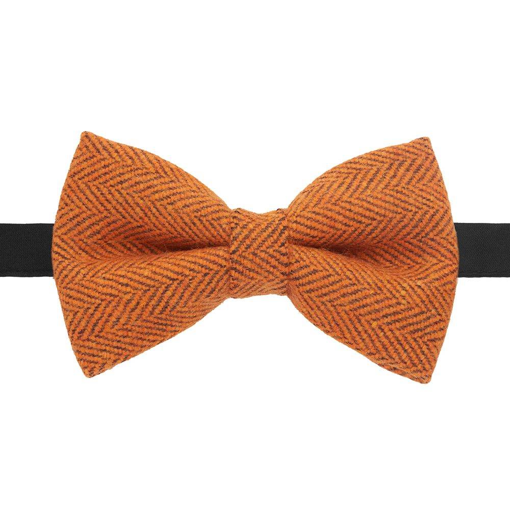 Orange Geometric Wool Pre-Tied Bow Tie for Men