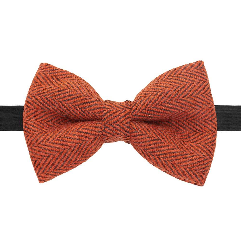 Orange Geometric Wool Pre-Tied Bow Tie for Men