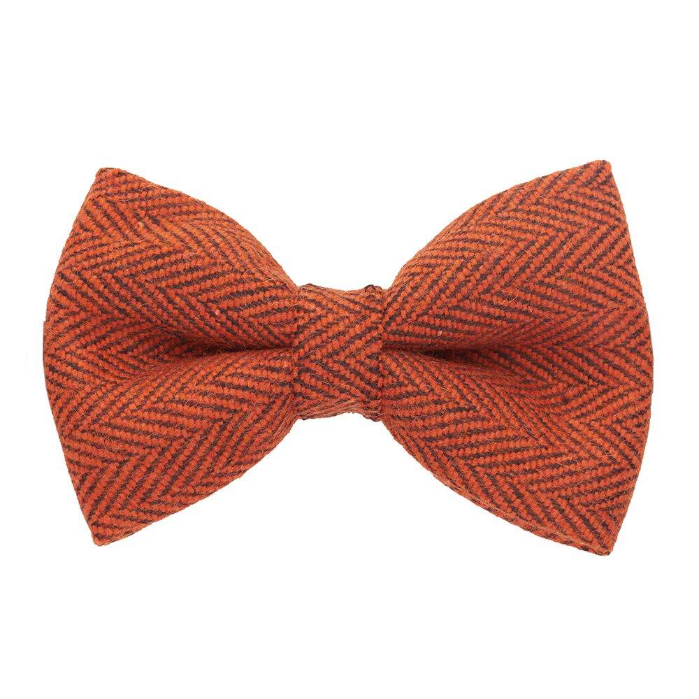 Orange Geometric Wool Pre-Tied Bow Tie for Men