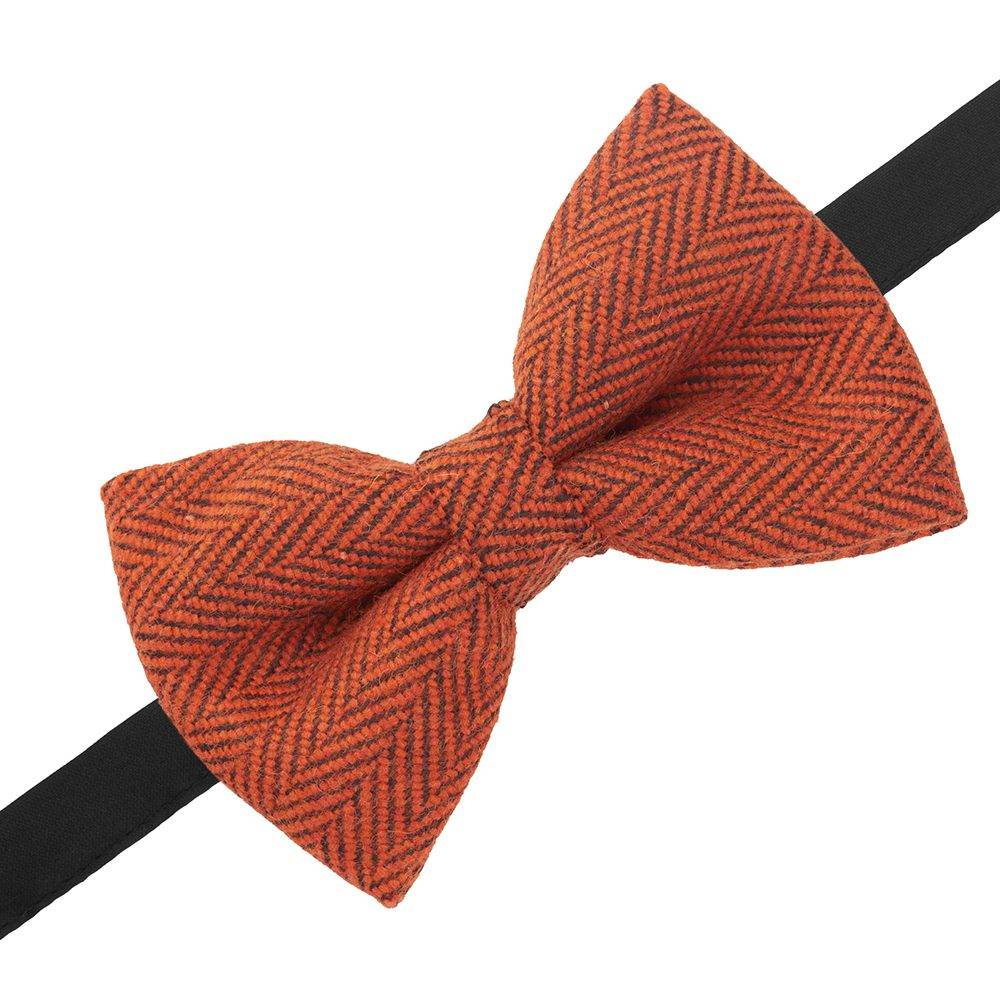 Orange Geometric Wool Pre-Tied Bow Tie for Men