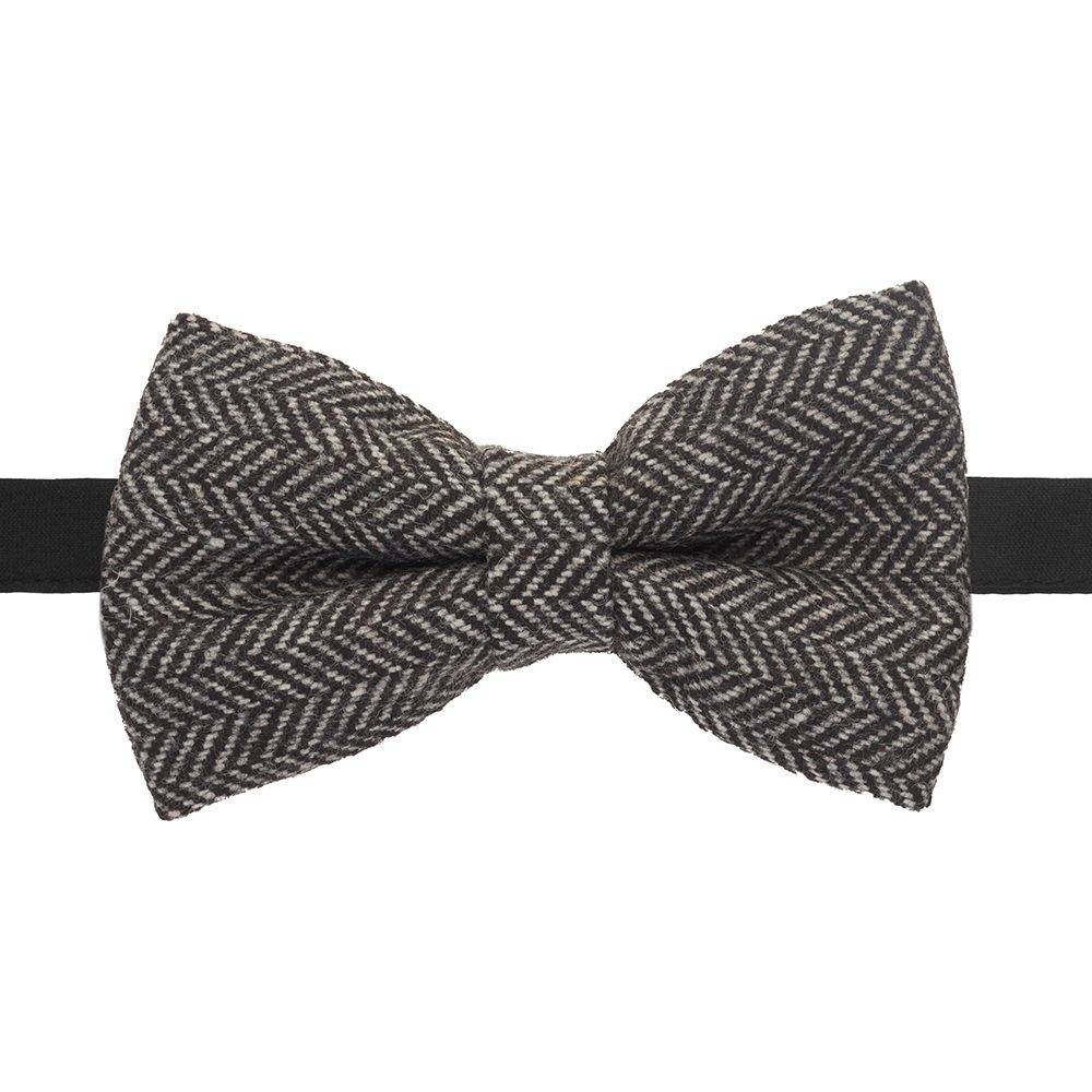 Black Geometric Wool Pre-Tied Bow Tie for Men