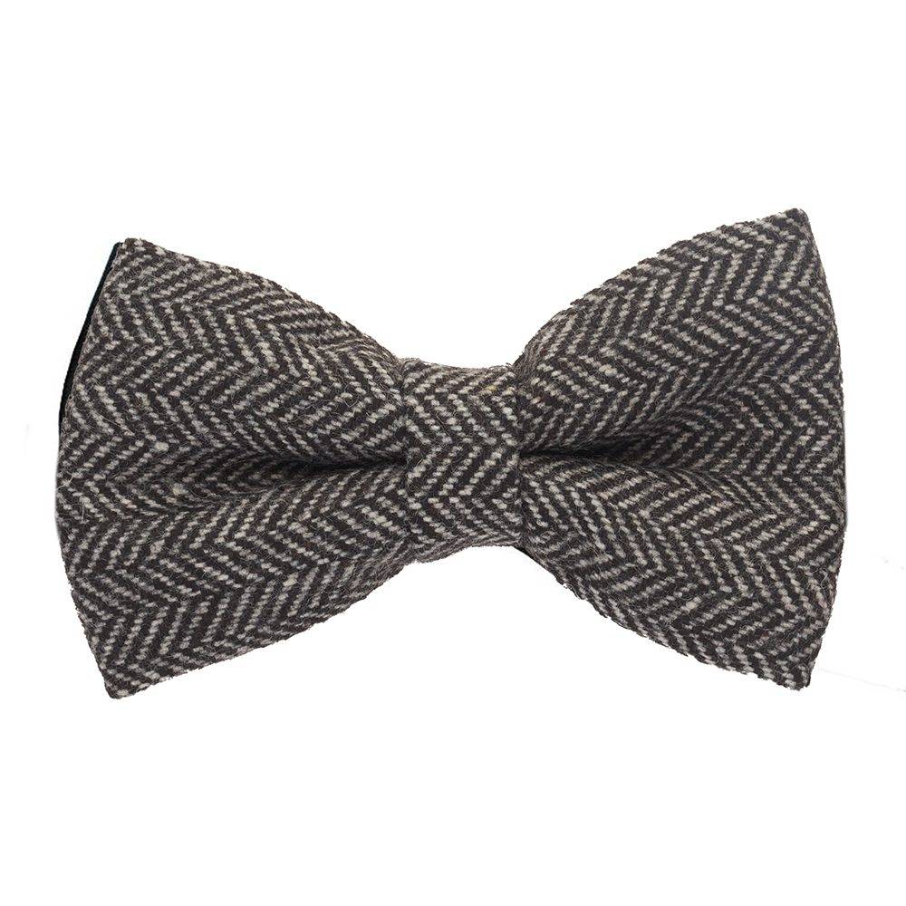 Black Geometric Wool Pre-Tied Bow Tie for Men