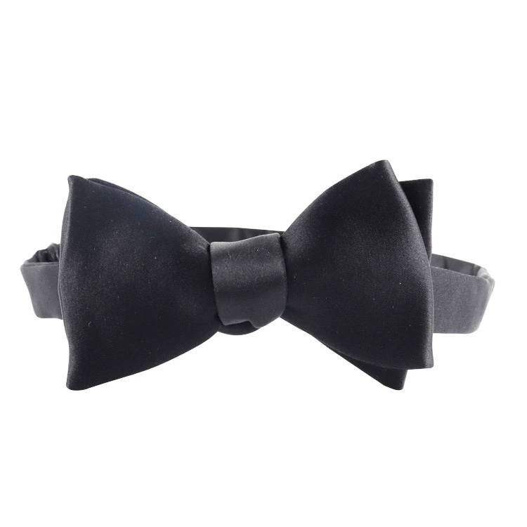 Black Silk Self-Tie Bow Tie for Men