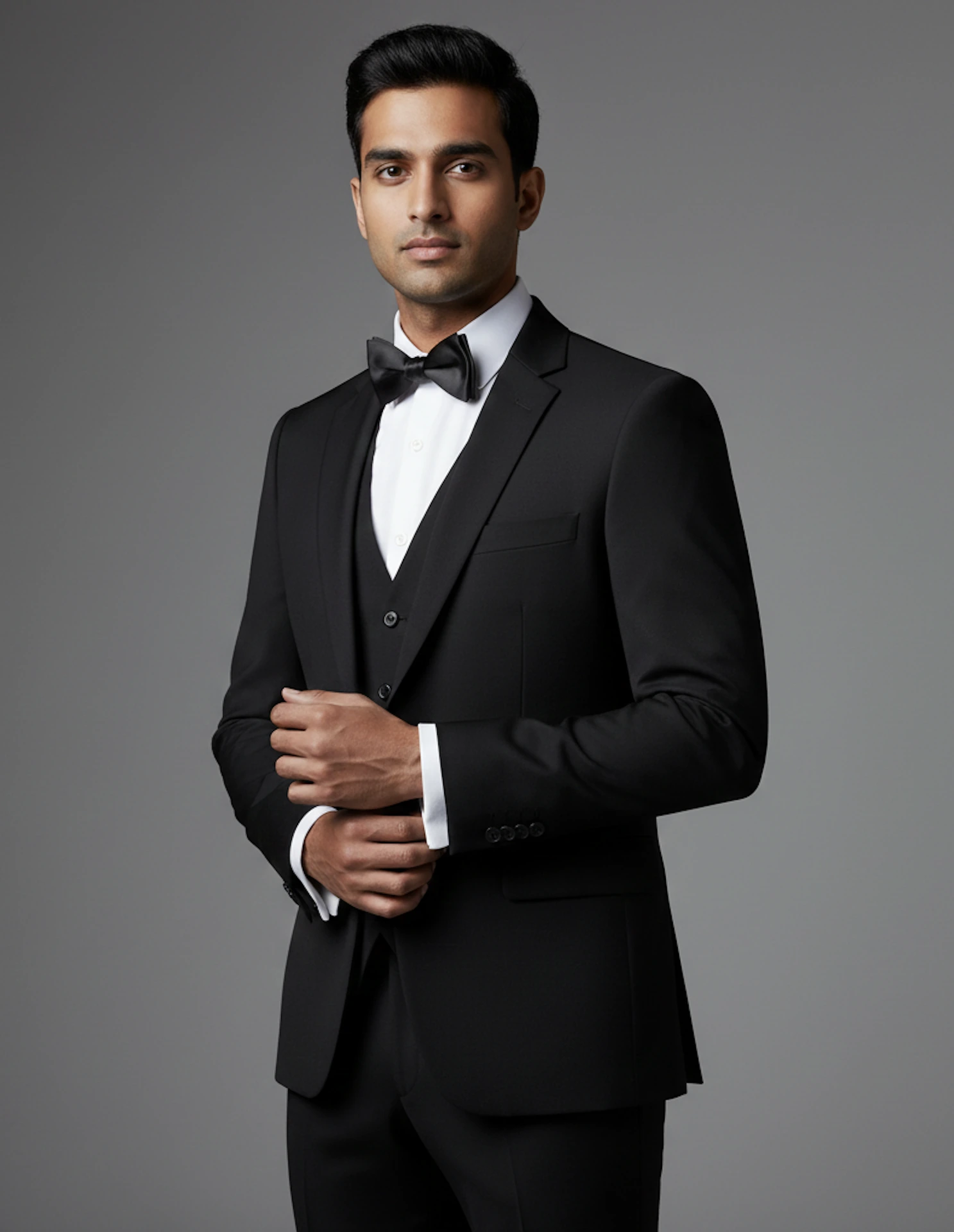 Black Silk Self-Tie Bow Tie for Men